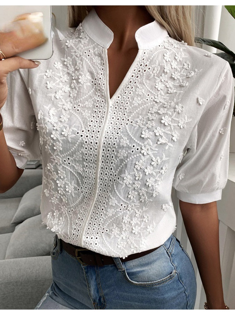 Elegant short sleeve blouse