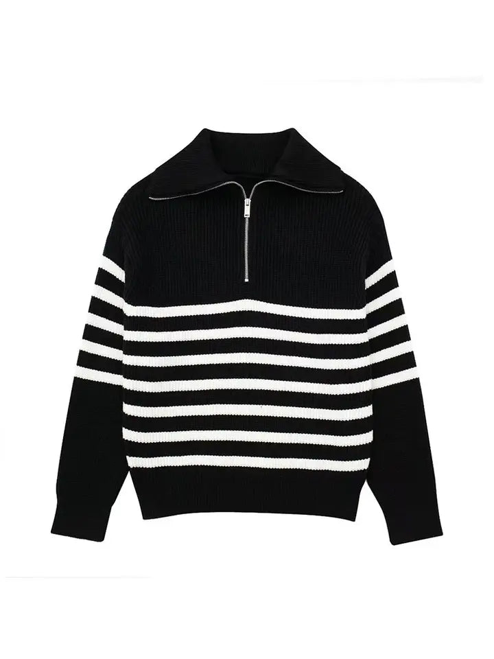 Retro half-zip striped jumper