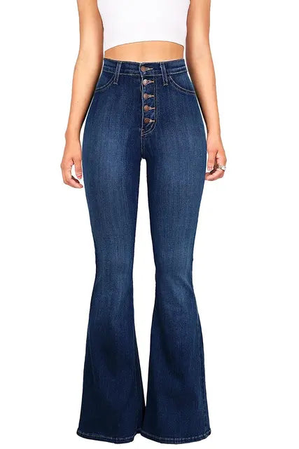 Women's jeans with a high waist and flared leg