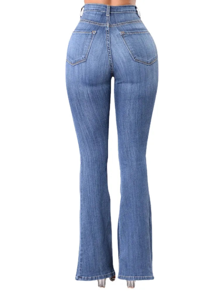 Women's jeans with a high waist and flared leg