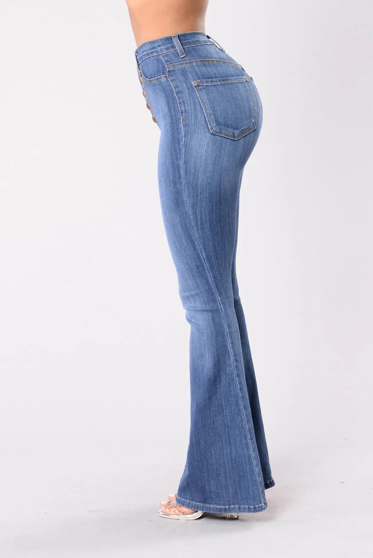 Women's jeans with a high waist and flared leg