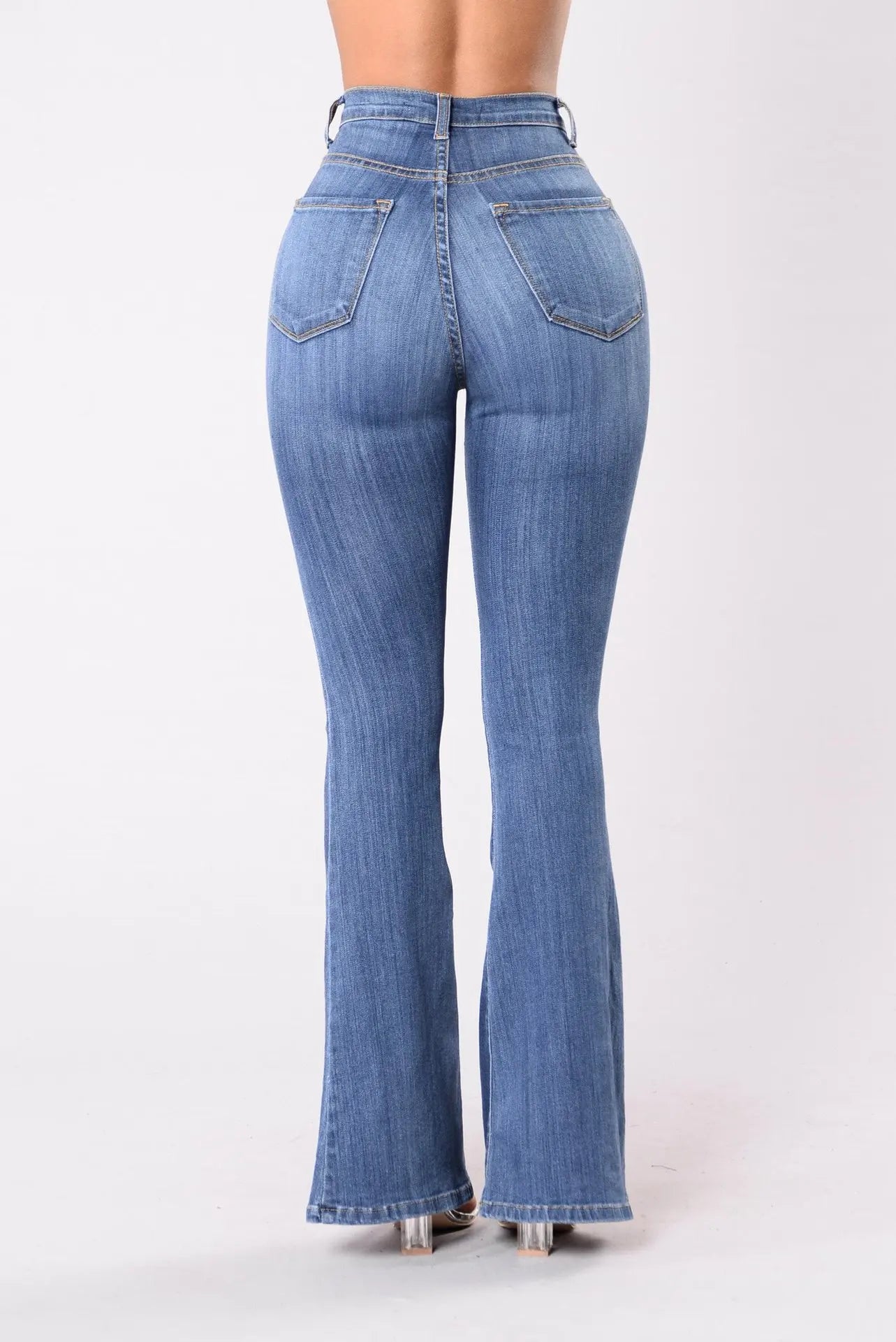 Women's jeans with a high waist and flared leg