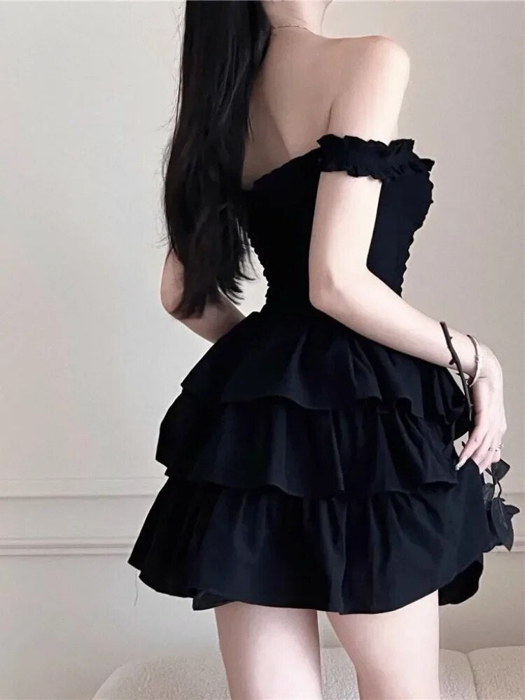 Women's Off-Shoulder Ruffles Mini Dress