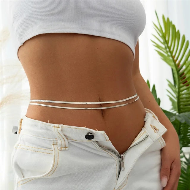 Simple waist belt with snake chain