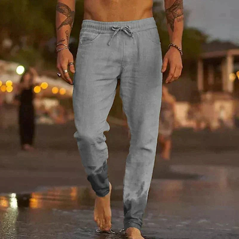 Men - Casual Trousers - Linen - Lightweight Fashionable Pants for Comfortable Everyday Wear