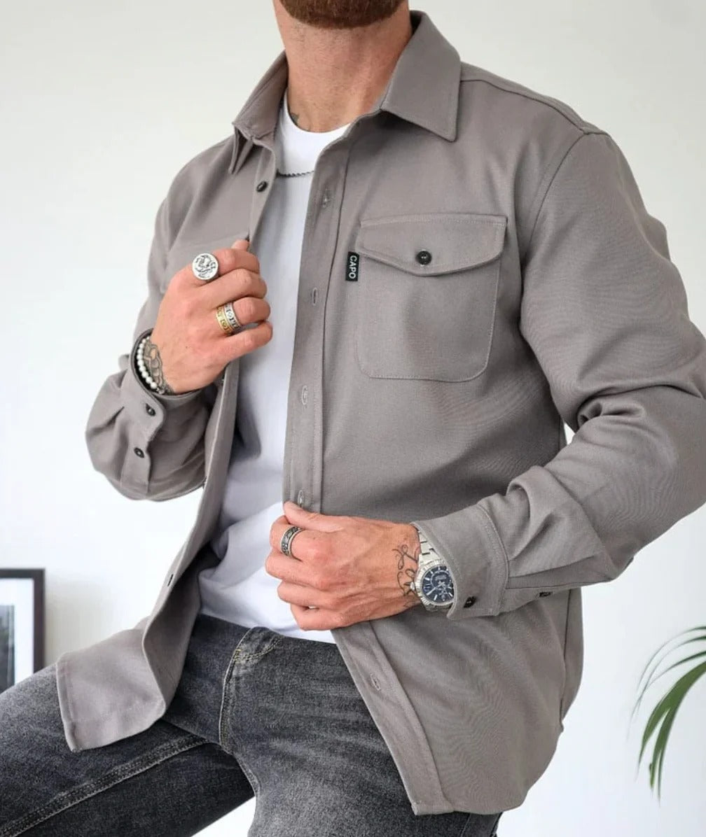 Shirt jacket with button placket