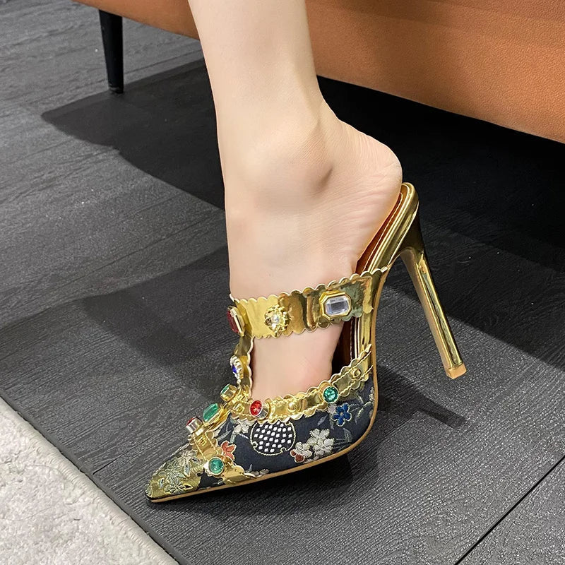 Jewelled stilettos with transparent design