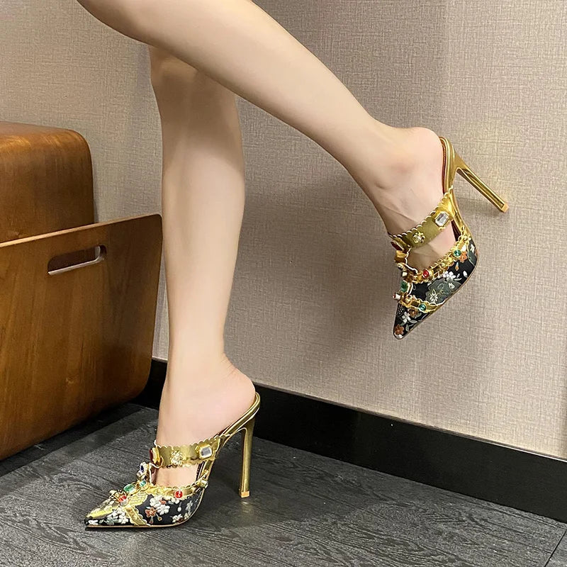 Jewelled stilettos with transparent design