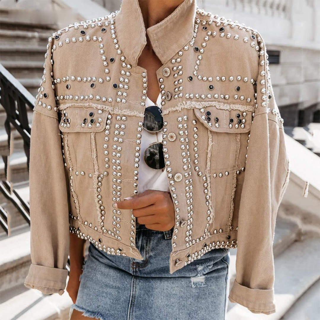 Glamourista denim jacket with studs