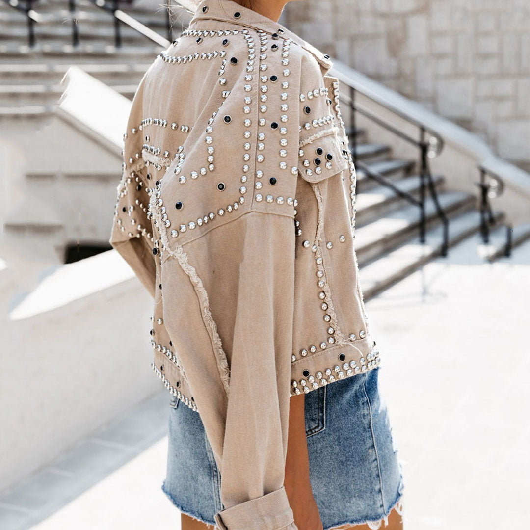 Glamourista denim jacket with studs