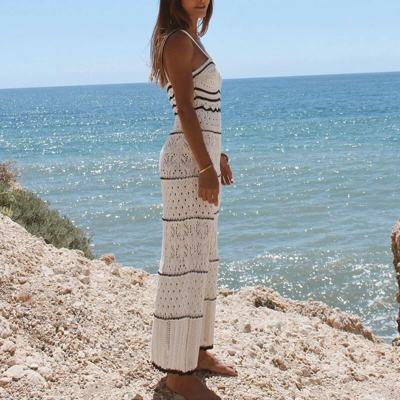 Knitted striped long dress