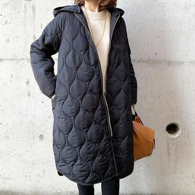 The long parka coat with hood