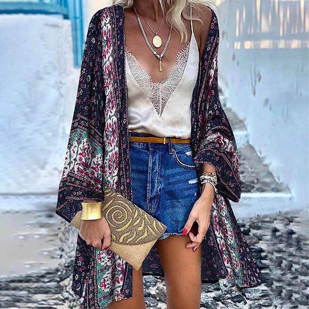 Boho kimono style throw