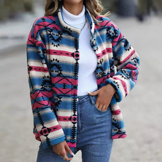 Fashionable geometric print coat