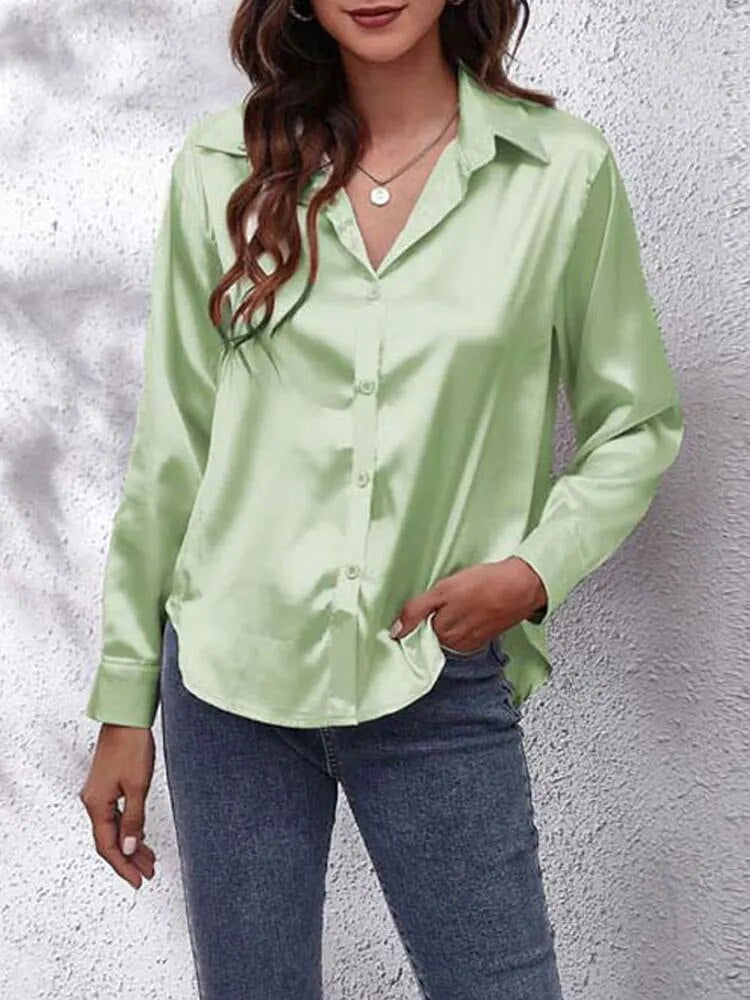 Feminine satin shirt for women