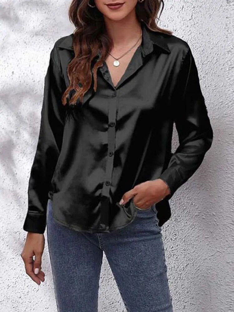 Feminine satin shirt for women