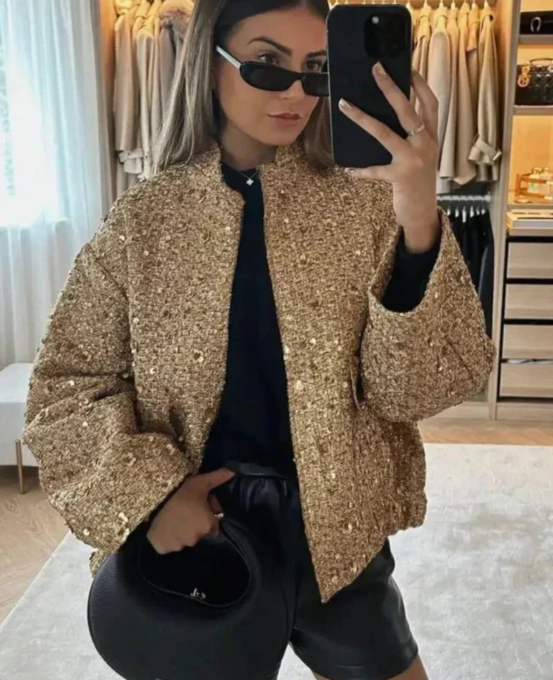 Women's Sequin Jacket - Stylish and Eye-Catching Design - Ideal for Parties and Events - Trendy Outerwear