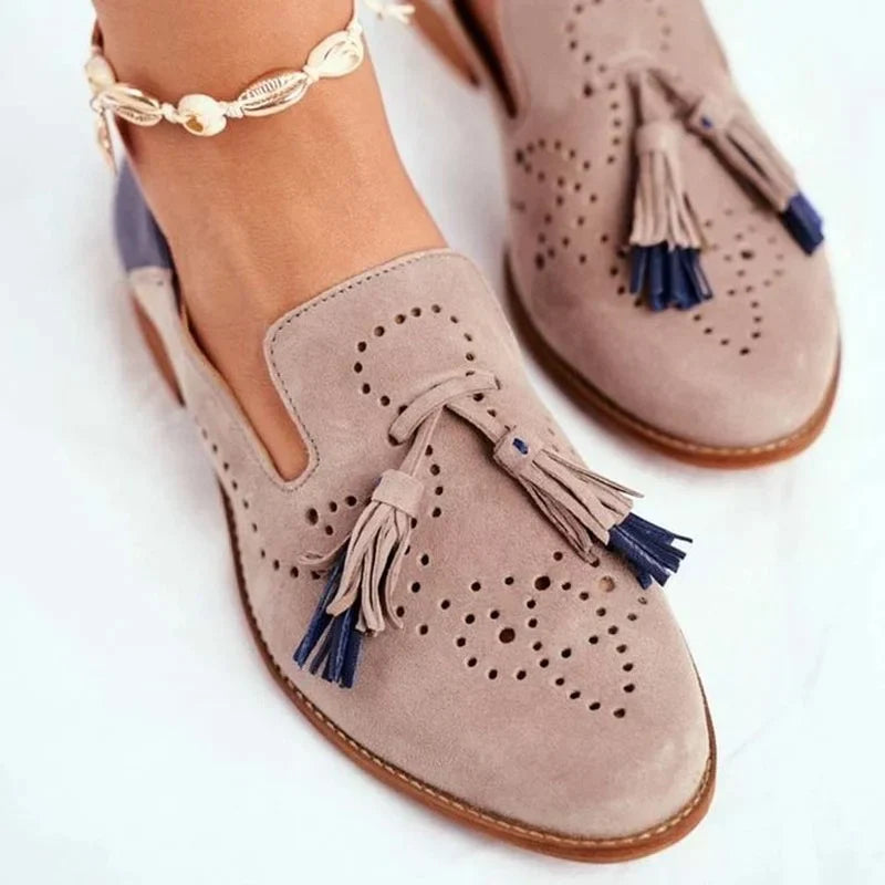 Two-coloured loafers with tassels