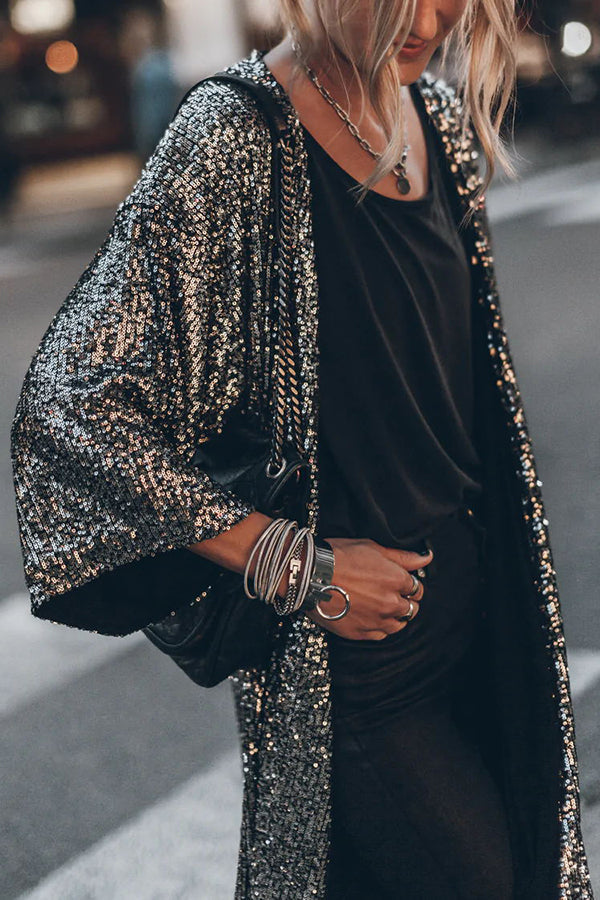 Women's Sequin Cardigan - Fashionable & Eye-Catching - Stylish Layer for Any Occasion