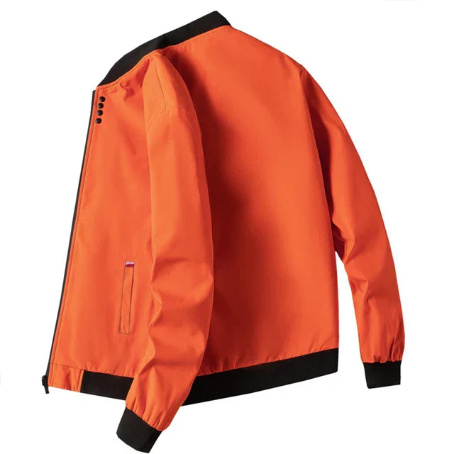 Orange waterproof with stand-up collar transitional jackets for men