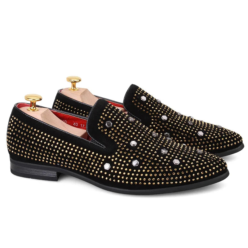 Luxurious loafers with stud embellishments