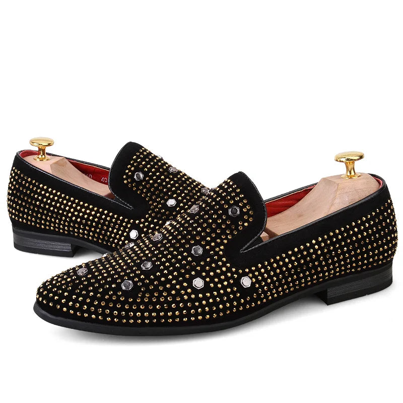 Luxurious loafers with stud embellishments