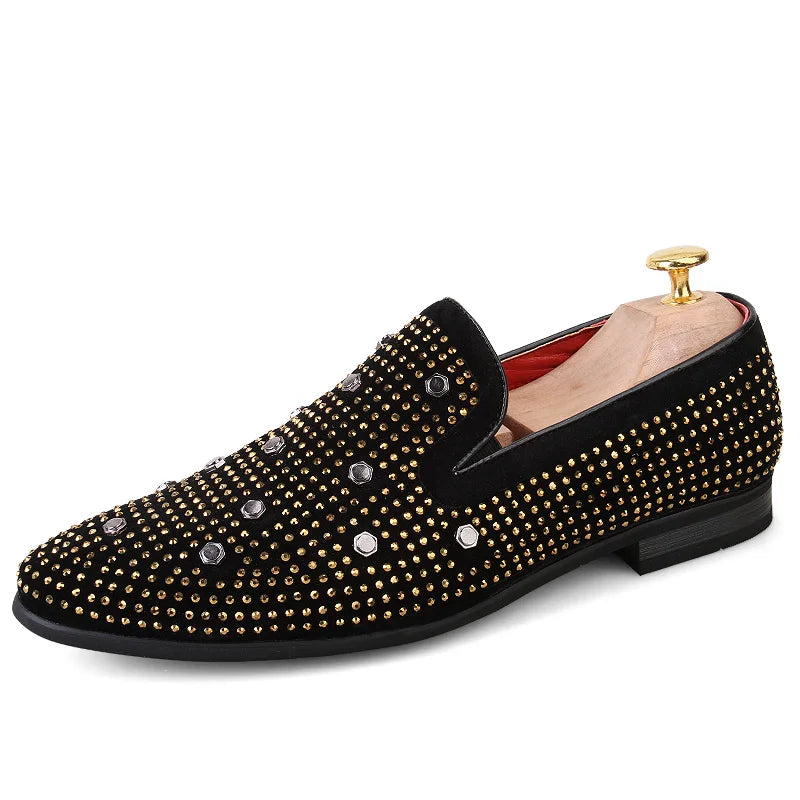 Luxurious loafers with stud embellishments