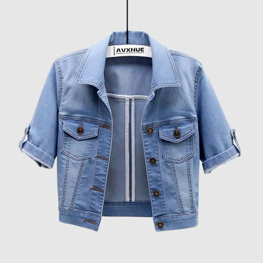 Women's Short Sleeve Denim Jacket - Stylish, Versatile Design - Ideal for Casual Outfits & Everyday Wear