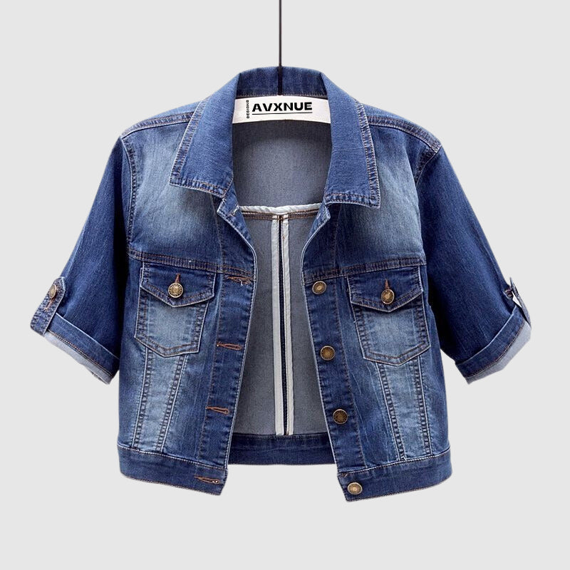 Women's Short Sleeve Denim Jacket - Stylish, Versatile Design - Ideal for Casual Outfits & Everyday Wear