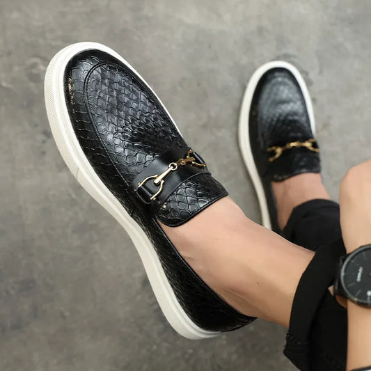 Embossed Embossed Leather Loafers