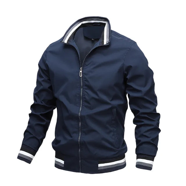 Blue striped windproof transition jackets for men