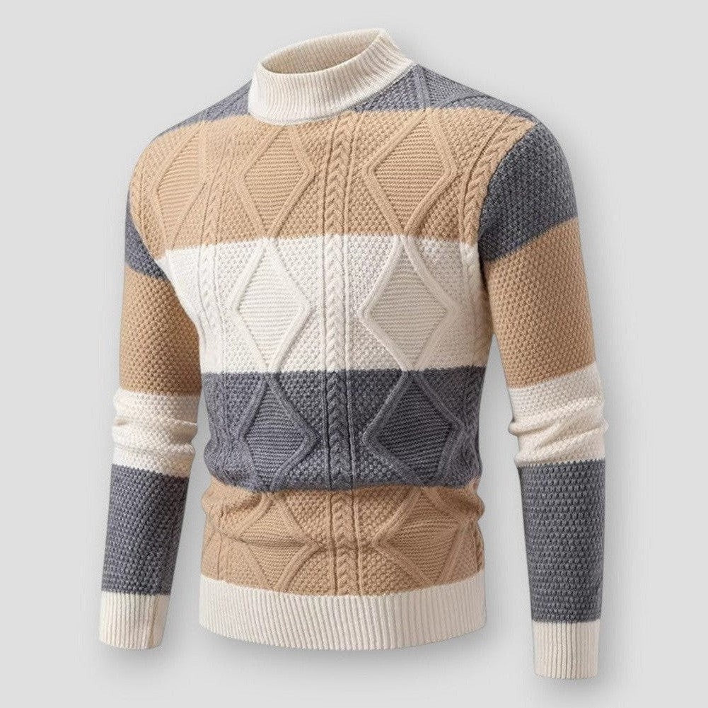 Men - Mock Neck Sweater - Cozy Knit - Stylish and Comfortable Pullover for Everyday Wear