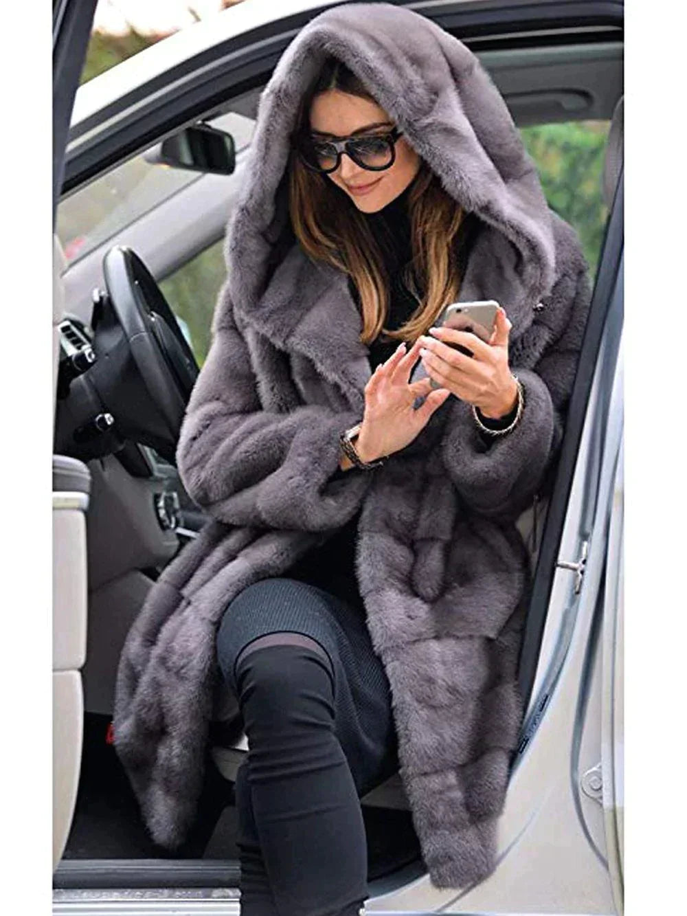 Fluffy woollen winter coat for women