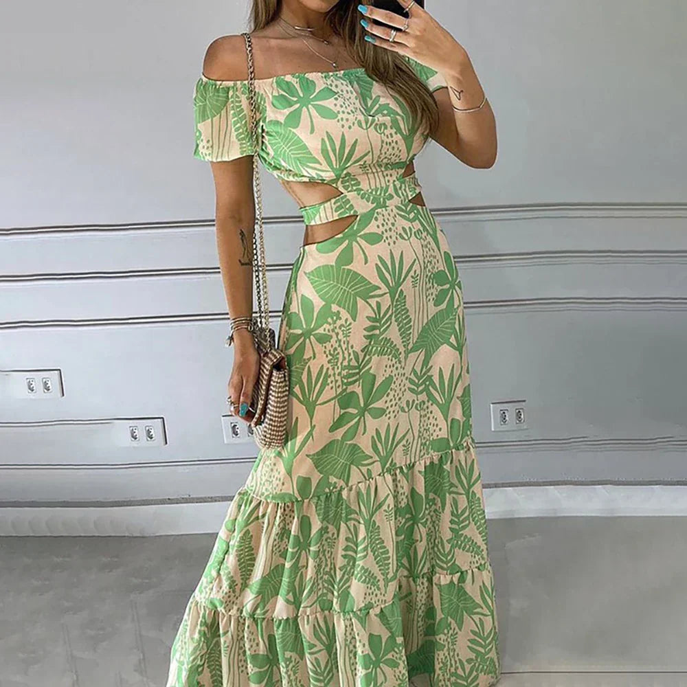 Elegant long summer dress chic fit fashion