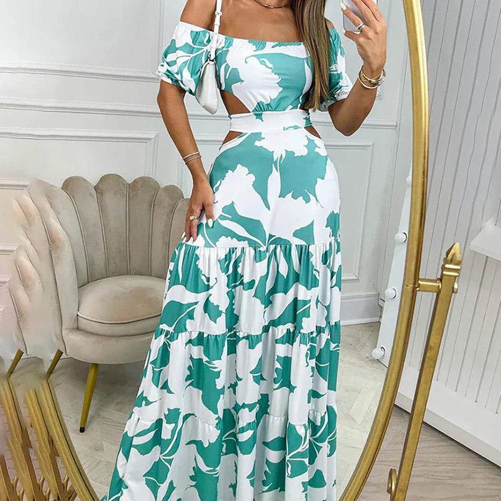 Elegant long summer dress chic fit fashion