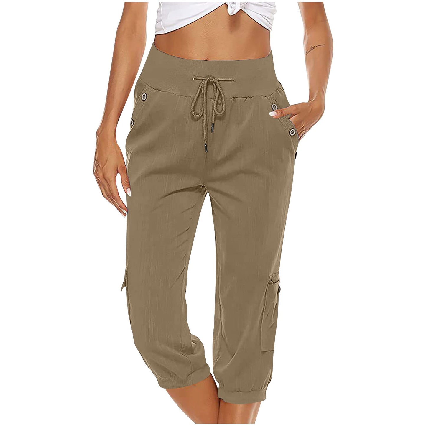 Comfortable straight trousers with elasticated waist and drawstring