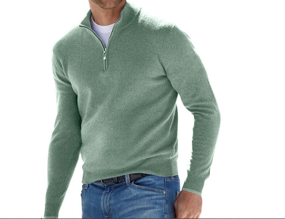 Exquisite men's jumper with three-quarter zip