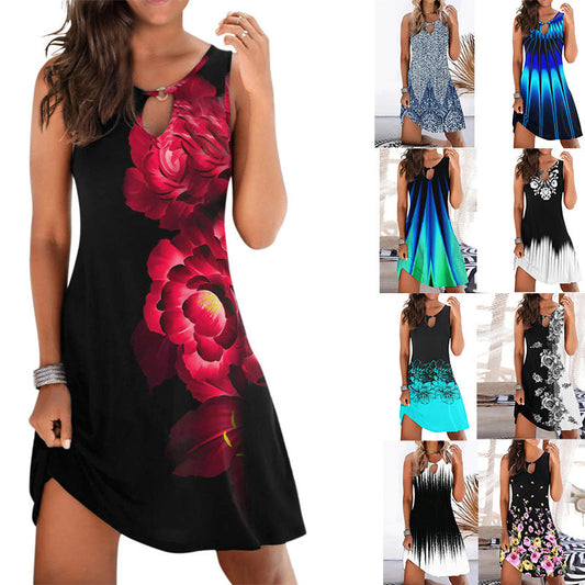 Modern womenswear Sleeveless printed dress