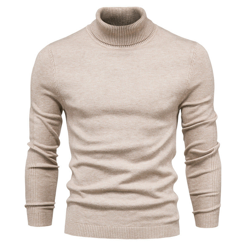 Men - Turtleneck Jumper - Cozy Knit - Stylish Khaki for Fall & Winter Fashion