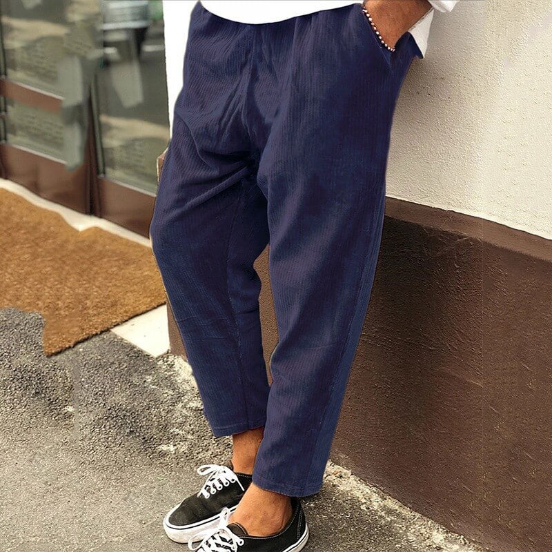 The fashionable and unique corduroy trousers