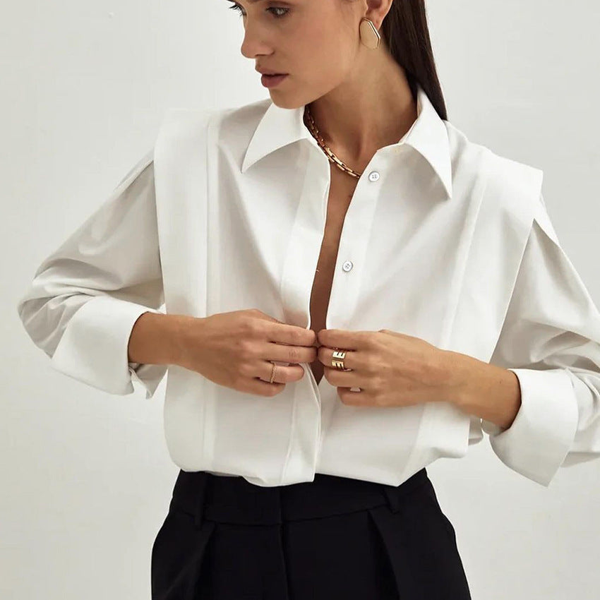 V-neck blouse with balloon sleeves