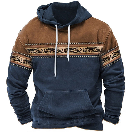 Vintage graphic print loose hoodies for men