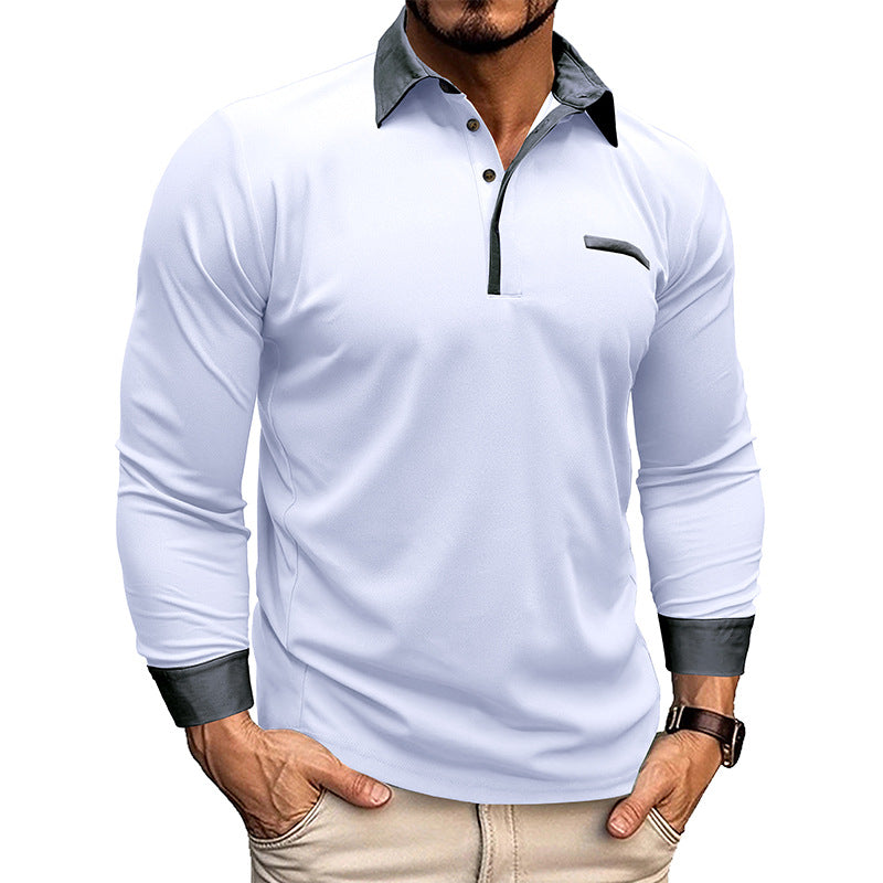 Long-sleeved men's polo shirt with lapels