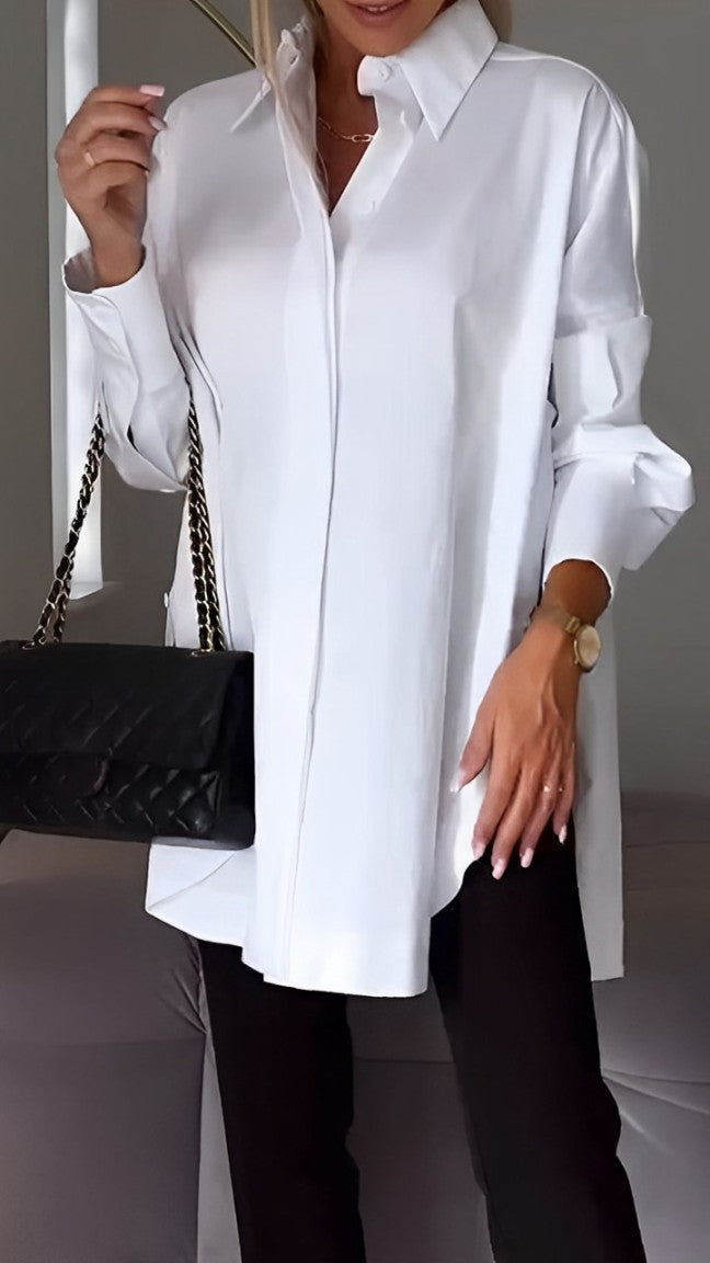 Long-sleeved shirt with modern split lapels