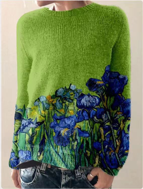 knitted ladies' jumper with 3D floral print