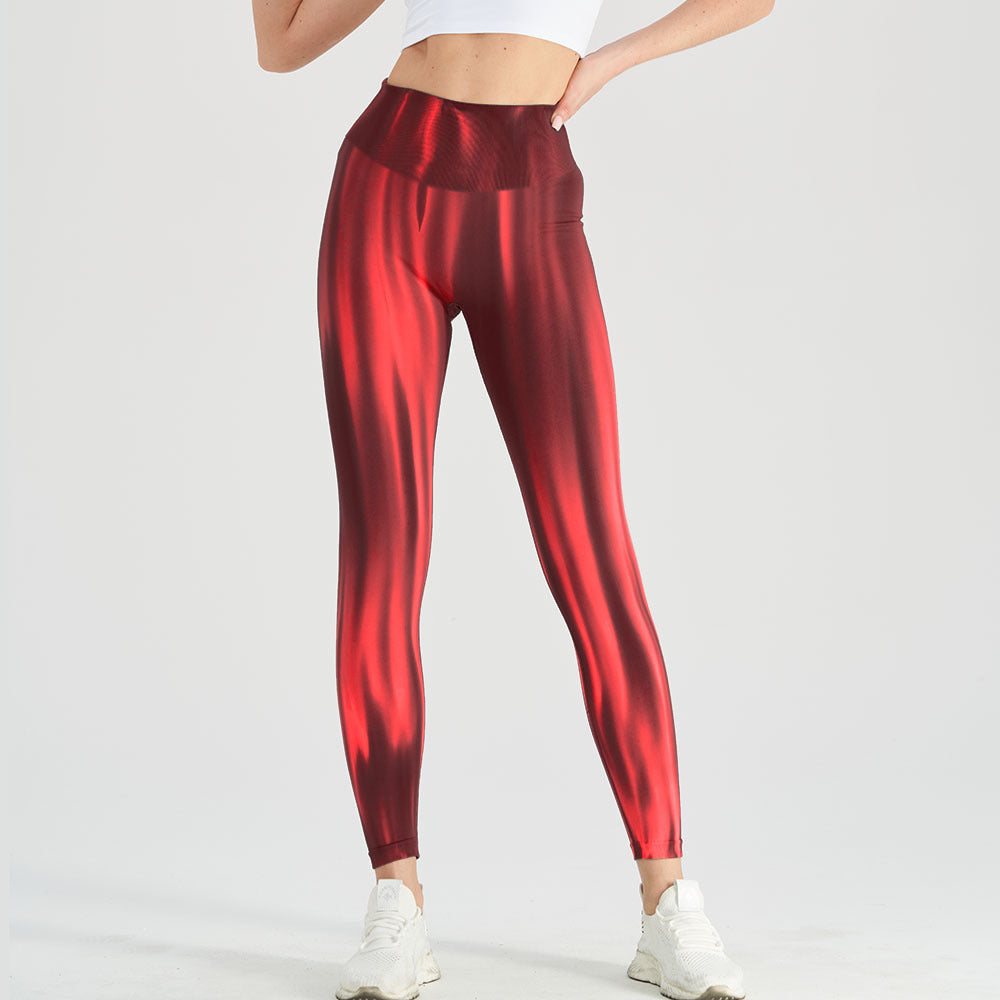 High-waisted performance leggings with seamless wave pattern