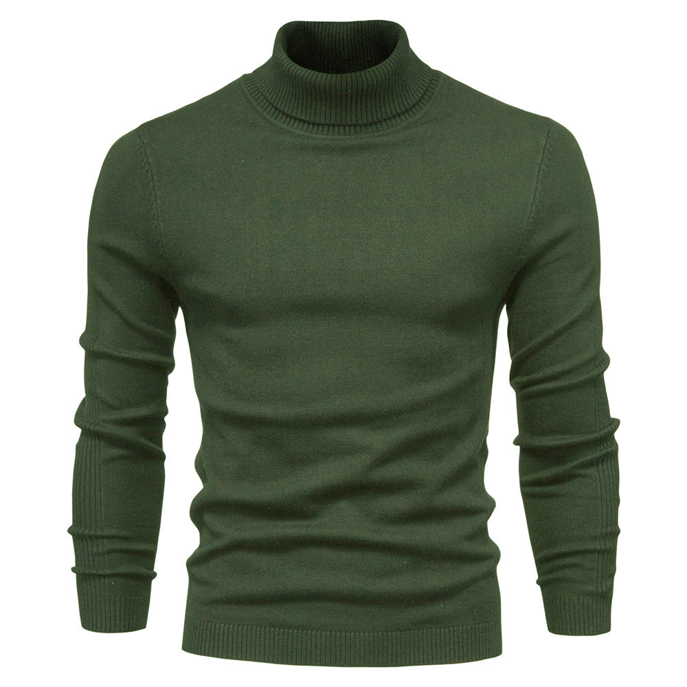 Men - Turtleneck Jumper - Cozy Knit - Stylish Khaki for Fall & Winter Fashion