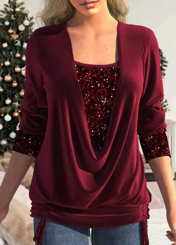 Wine red long-sleeved top