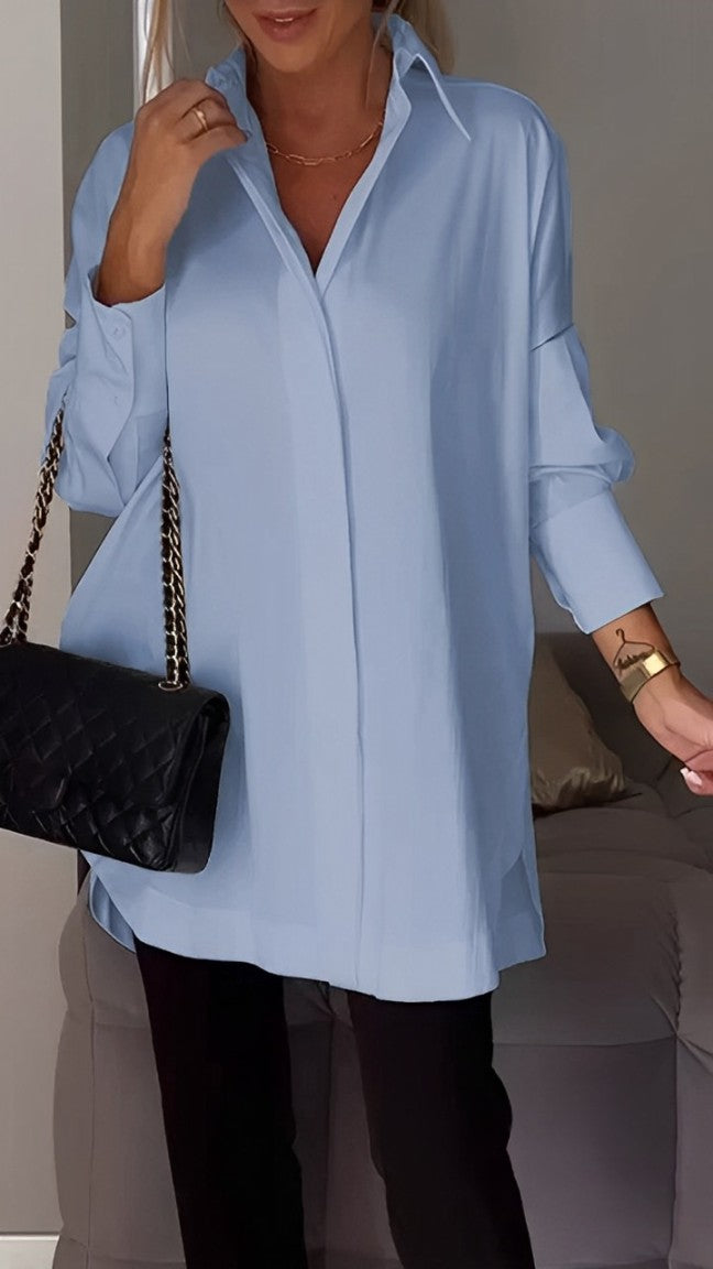 Long-sleeved shirt with modern split lapels