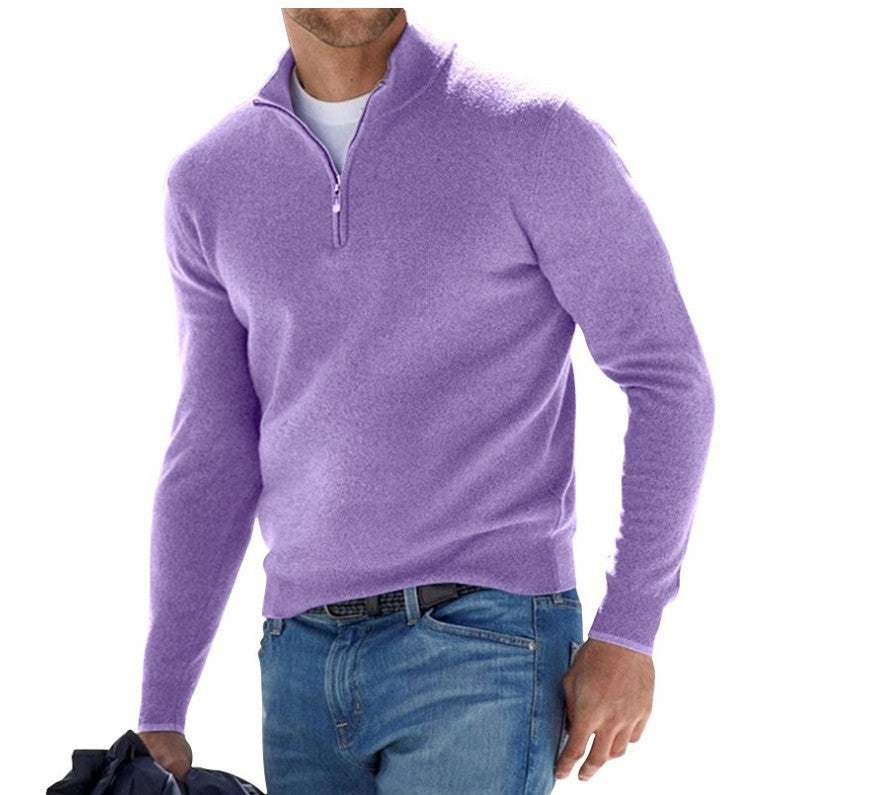 Exquisite men's jumper with three-quarter zip